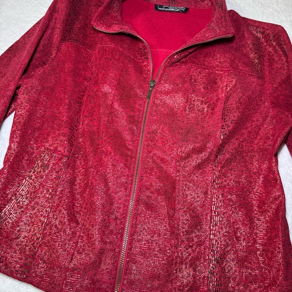 Vintage 90s Red Animal Print Sports Jacket, Unisex Punk Glam Style - Picture 2 of 8